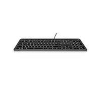 Ewent Tastiera retroilluminata a LED EW3268, cablata USB, dimensioni standard, caratteri grandi, layout QWERTY italiano, nero/grigio
