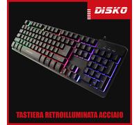 TASTIERA GAMING LED RETROILLUMINATA ACCIAIO ZYG-800 ILLUMINATA KEYBOARD PC USB