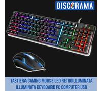 TASTIERA GAMING MOUSE LED RETROILLUMINATA ILLUMINATA KEYBOARD PC COMPUTER USB