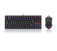 Tastiera Gaming Redragon e Mouse Mouse Pad Combinato K552-BA-DE ROSSO RGB LED Retroilluminato 87 Tastiera Da Gioco Meccanica, Mouse Da Gioco Retroilluminato Programmabile M601, Mouse Pad Da Gioco Grande (Layout Tastiera Tedesca QWERTZ)