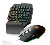 Tastiera Gaming Retroilluminata One Hand Abs Nera per Gioco | Set con Mouse, Uso Domestico e Home Entertainment, Installazione Semplice e Controllo Preciso