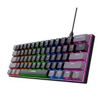 Trust Gaming GXT 867 Acira Tastiera Meccanica 60% QWERTY US, Tasti a Doppia Funzione, Illuminazione RGB, Tastiera Mini Gaming Programmabile USB 60% PC Laptop - Nero/Grigio
