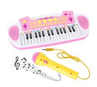 Love&Mini Piano Toy Keyboard for Kids - Birthday Gifts for 3 4 5 Years Old Girls Toys with 31 Keys and Microphone Musical Instrument Toys for Girls Gifts (Pink)