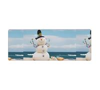 Tastiera in gomma 30,5 x 80 cm WHJSHOP Snowman con conchiglie sedute sulla spiaggia sabbiosa stampe morbido e spesso per proteggere la scrivania per ufficio computer studio