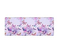 Tastiera in gomma 30,5 x 80 cm YUGTAEE Bella stampa artistica viola farfalla morbida e spessa per proteggere la scrivania per ufficio computer studio