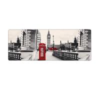 Tastiera in gomma 30,5 x 80 cm YUGTAEE Red Phone Booth London Street Printing morbido e spesso per proteggere la scrivania per ufficio computer studio