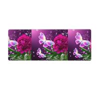 Tastiera in gomma 30,5 x 80 cm YYHHAOFA Bella viola farfalla floreale immagine morbida e spessa per proteggere la scrivania per ufficio computer studio