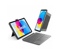 Inateck Custodia con tastiera per iPad 11 A16 2025 11 pollici, iPad 10 generazione 2022 10,9 pollici, supporto verticale/orizzontale, grande trackpad, rimovibile, con portapenne, QWERTZ, AceTouch