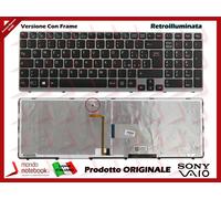 Tastiera Italiana Nera Frame Grigio Retroilluminata ORIGINALE SONY V133946DK3IT