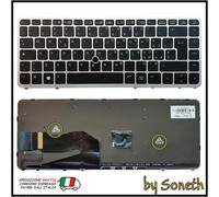 TASTIERA ITALIANA PER HP ELITEBOOK 845 G1 G2 NERA FRAME SILVER RETROILLUMINATA