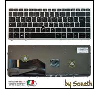 TASTIERA ITALIANA PER HP ELITEBOOK 845 G1 G2 NERA FRAME SILVER RETROILLUMINATA