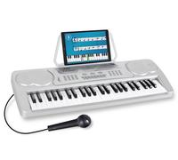 Tastiera Keyboard 49 Tasti 16 Voci 10 Ritmi Demo Leggìo Microfono Cuffie Argento