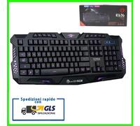 TASTIERA KEYBOARD PER PC DA GAMING GIOCO CON RETROILLUMINAZIONE A LED RGB USB
