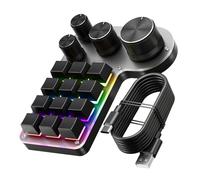 Tastiera macro meccanica a 12 tasti programmabile a 4 manopole con USB+BT Dual Mode, illuminazione RGB, per PC, giochi e ufficio (nero/bianco)