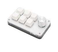 Tastiera Meccanica a Una Mano a 6 Tasti, Tastiera Macro Programmabile Cablata con Manopola, Programmazione Personalizzata di Tutte Le Funzioni Chiave per Tastiera (Bianco)