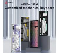 Tastiera meccanica da gioco AJAZZ AK980 V2 Interfaccia wireless/cablata Bluetooth/2.4G Schermo a colori TFT da 1,14 pollici visualizza il tempo