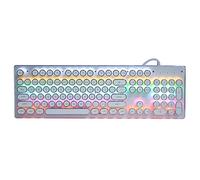 Tastiera meccanica da gioco con cavo retrò, 104 clic con tasti da gioco Tastiera da gioco meccanica retroilluminata a LED per computer desktop e notebook, tastiera cablata USB per giochi(bianca)