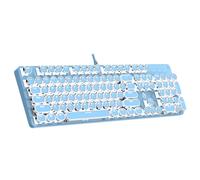 Tastiera meccanica da gioco per macchina da scrivere, con interruttori rossi retroilluminati a luce singola, 104 tasti, stile retrò rotondo, stile macchina da scrivere cablata, comoda digitazione Soud