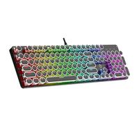 Tastiera meccanica da gioco per macchina da scrivere, con interruttori rossi retroilluminati RGB, 104 tasti, stile retrò rotondo, stile macchina da scrivere cablata, comoda digitazione Soud (nero RGB)
