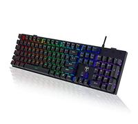 RisoPhy Tastiera meccanica da gioco 104 tasti RGB - ultra-sottile, USB cablata, interruttori blu