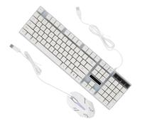 Tastiera Meccanica da Gioco USB Bianca 104 Tasti LED | Plastica, Tasti Flottanti e Mouse Incluso, Anti Scivolo, senza Driver, Non Conflitto, Collegamento USB Stile Casuale