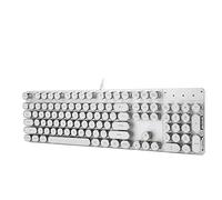 Tastiera meccanica di gioco, superficie in metallo bianco con parti del computer retrò con cappuccio rotondo e pulsante di sostituzione, plug and play/risposta rapida, per PC
