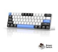Tastiera Meccanica MK-STAR61 60 percento di Tastiera da Gioco cablata con Design Compatto retroilluminato LED con Tablet per PC Desktop per Laptop e Altri dispositivi(Black White Blue)