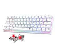 Tastiera meccanica portatile da gioco, cablata ergonomica, con interruttori rossi, 61 tasti, ultra compatta, retroilluminata a LED, per PC/Mac/Xbox, facile da trasportare, colore bianco