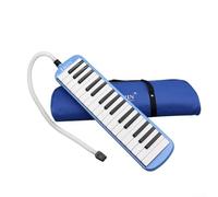Tastiera melodica portatile a 32 tasti per studenti di musica e principianti, con borsa per il trasporto e boccaglio lungo per un'esperienza di gioco a due mani (blu)