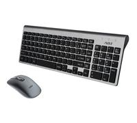 ADJ Platinum KW10 Set Tastiera Multimediale e Mouse Wireless, Layout Italiano QWERTY, per PC/Laptop/Notebook Windows, Tasti Silenziosi, Senza Fili, 102 Tasti, Mouse Ergonomico 1600 DPI, Silver/Nero