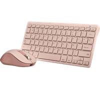 NGS Fantasy Kit Rosa - Set Tastiera e Mouse in Francese AZERTY, Ricaricabile, Wireless Silenzioso, Multimodo (2,4 GHz/BT1/BT2), 12 Tasti Multimediali, DPI Regolabile, Compatibile con PC/Mac/Tablet