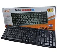 TASTIERA MULTIMEDIALE USB PER PC COMPUTER DESKTOP NOTEBOOK 107 TASTI LINQ K7 N