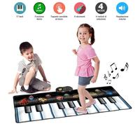 BAKAJI Tappeto Tastiera Musicale per Bambini Keyboard Playmat da Pavimento con 6 Strumenti e con Funzione di Registratore Playback, 120 x 46cm