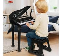 Tastiera Musicale Giocattolo Pianoforte per Bambini Nero 31 Tasti e Microfono