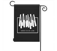 Tastiera musicale per pianoforte Bandiera da giardino di benvenuto,La musica è la mia vita Citazione Strumento musicale Icona Bandiere da giardino Fattoria 12x18 pollici Bandiera da cortile Banner P