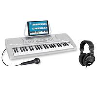 Tastiera Musicale Pianoforte Principiante 49 Tasti 16 Suoni Cuffi Set Argento