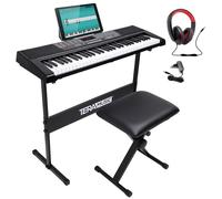 Tastiera Musicale Pianola Elettronica 61 Tasti con Supporto Sgabello e Cuffie