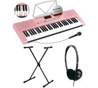 Tastiera Musicale Pianola Elettronica Rosa 61 Tasti Luminosi 255 Suoni Supporto