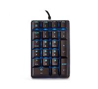 Tastiera numerica meccanica Interruttore marrone Retroilluminazione blu cablata Tastiera da gioco 21 tasti Numpad Tastiera portatile Contabilità Estensioni tastiera per laptop Desktop (nero)