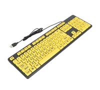 Tastiera per computer stampata con 104 tasti, tastiera cablata USB per studenti, anziani, ipovedenti, esperienza di digitazione comoda, funzionalità multimediale