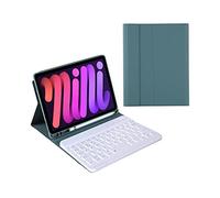 Tastiera per iPad mini 6a generazione 8,3"con Custodia Pencil Slot, Tipo C Smart Cover con rimovibile wireless Tastiera per iPad mini 6 (Verde scuro)