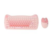 Tastiera per Macchina da Scrivere con Tasti Rotondi retrò 2.4G, Combinazione Tastiera e Mouse Wireless con Tastiera a 84 Tasti e Set di Mouse a 4 Tasti per PC Portatile e (PINK)