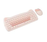 Tastiera per Macchina da Scrivere con Tasti Rotondi retrò 2.4G, Combinazione Tastiera e Mouse Wireless con Tastiera a 84 Tasti e Set di Mouse a 4 Tasti per PC Portatile e (BROWN)