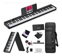 Tastiera per pianoforte elettrica pieghevole con supporto Full Size Aggiornamento venatura del legno Touch Sensitive 88 tasti Pianoforte digitale con tastiera per pianoforte Bluetooth MIDI(nero)