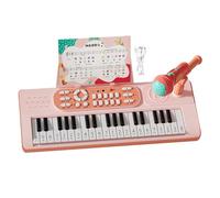 Tastiera Per Pianoforte Per Bambini - Rosa, Giocattolo Ricaricabile A 37 Tasti, Tastiera Didattica Con Microfono, 2 Modalità Di Riproduzione, Altoparlante Incorporato, Microfono Autonomo, Maniglia Por