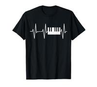 Tastiera per pianoforte Vintage Heartbeat Jazz Puls Pianisti Musicista Maglietta