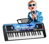 Tastiera Pianoforte Bambini 37 Tasti Pianola con Microfono e Leggio, Nero