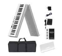 Tastiera pianoforte pieghevole Bluetooth MIDI a 88 tasti for principianti, pianoforte elettrico portatile ricaricabile con leggio, borsa, pedale, nero e bianco(White)