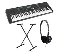 Classic Cantabile CPK-203 Keyboard Set with stand and headphones - 61 touch-sensitive keys, 480 sounds, 160 rhythms, headphone, mic, and sustain pedal connections - Black