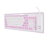 Tastiera Pieghevole in Silicone Impermeabile Tastiera Cablata USB Arrotolabile con Digitazione Silenziosa per PC Portatile, Viola/rosa/blu, 103 Tasti per Lavorare da Casa e Ufficio (PURPLE)